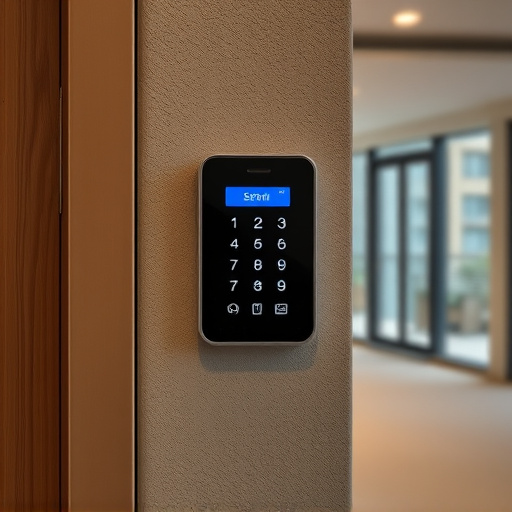 security keypad on modern apartment wall