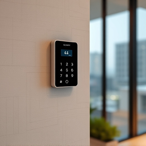 security keypad on modern apartment wall