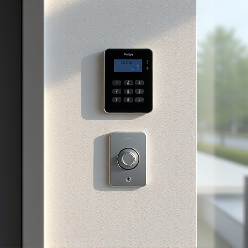 security keypad on modern apartment wall