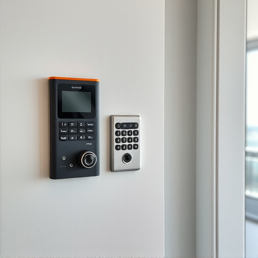 security keypad on modern apartment wall