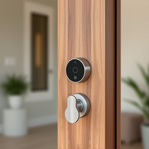 smart lock installed on modern front door