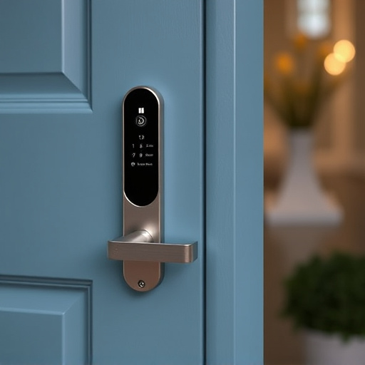 smart lock installed on modern front door