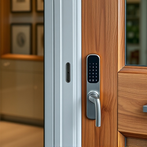 smart lock installed on modern front door