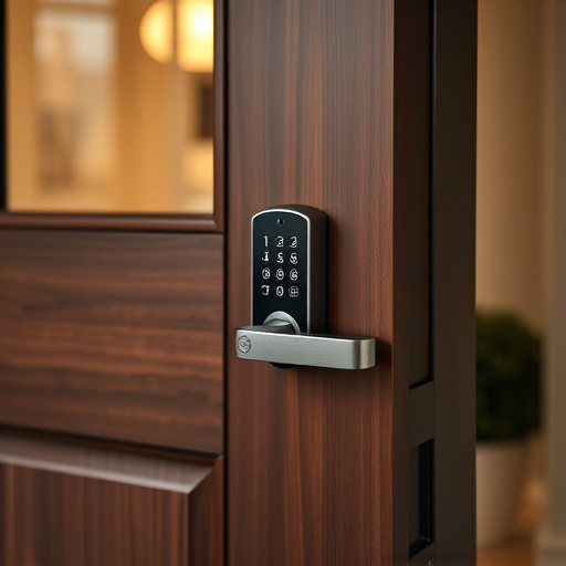 smart lock installed on modern front door