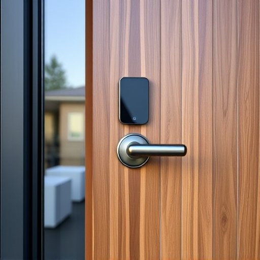 smart lock installed on modern front door