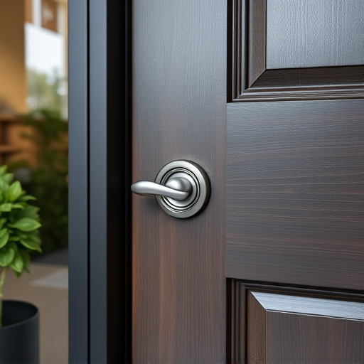 smart lock installed on modern front door