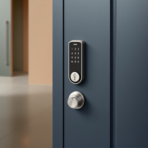 smart lock installed on modern front door