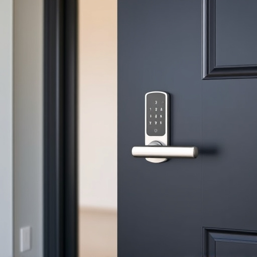 smart lock installed on modern front door