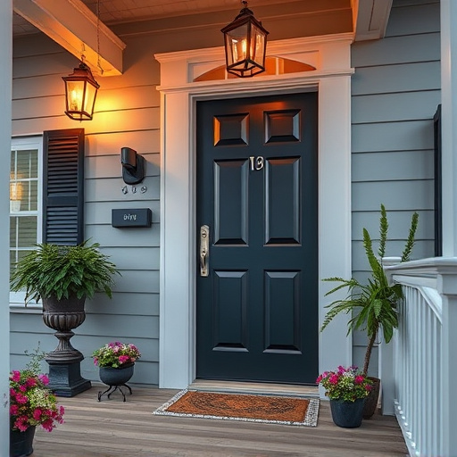 smart video doorbell on suburban porch