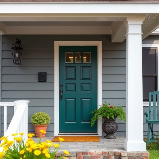 smart video doorbell on suburban porch