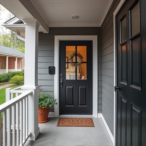 smart video doorbell on suburban porch