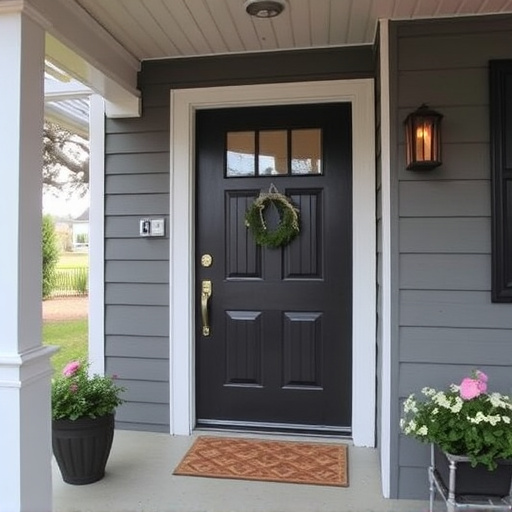 smart video doorbell on suburban porch