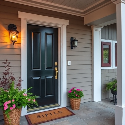 smart video doorbell on suburban porch