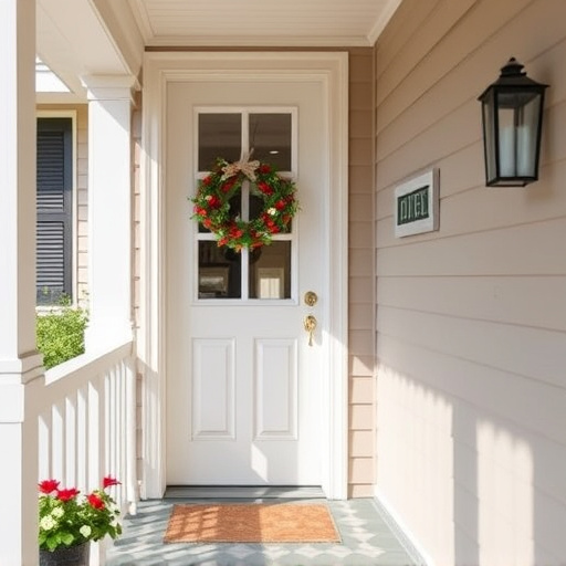 smart video doorbell on suburban porch