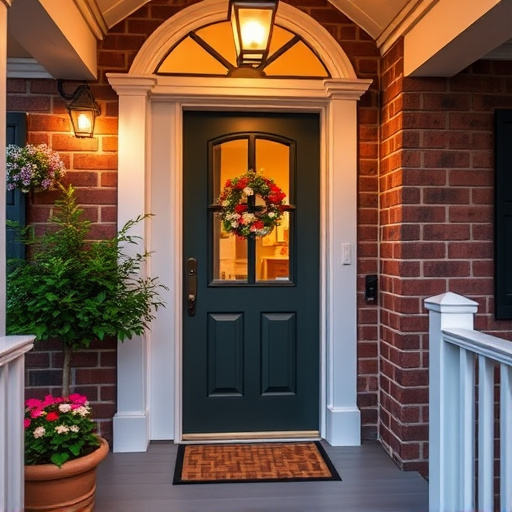 smart video doorbell on suburban porch