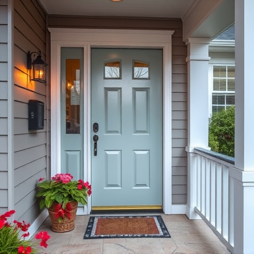 smart video doorbell on suburban porch