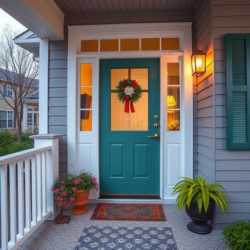 smart video doorbell on suburban porch