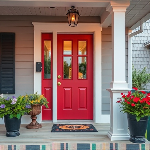 smart video doorbell on suburban porch
