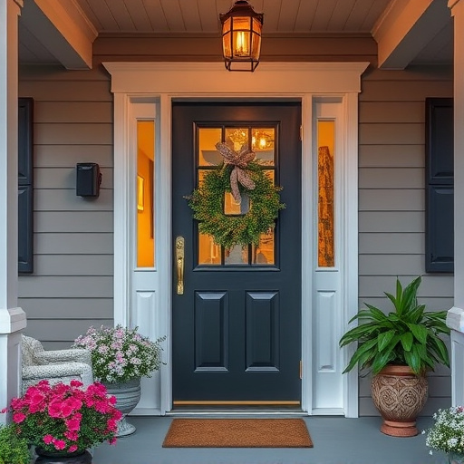 smart video doorbell on suburban porch
