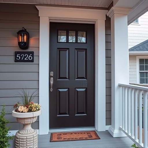smart video doorbell on suburban porch