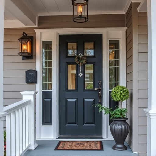 smart video doorbell on suburban porch