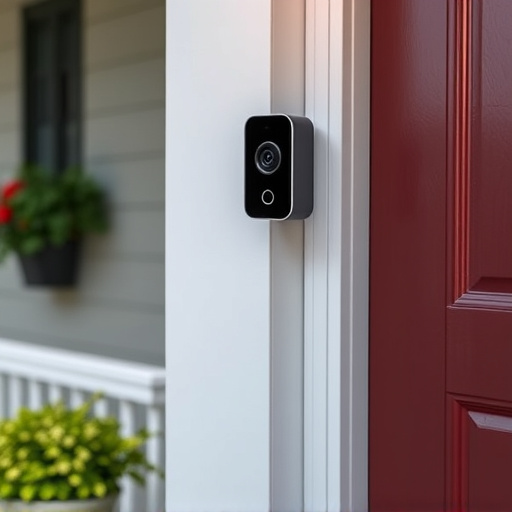 smart video doorbell on suburban porch