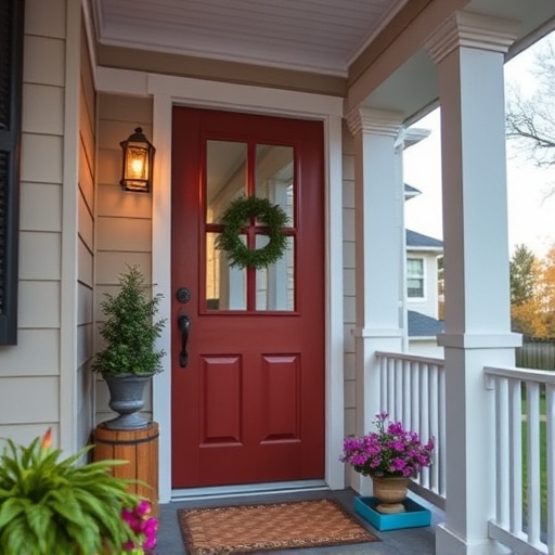 smart video doorbell on suburban porch