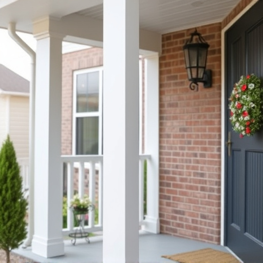 smart video doorbell on suburban porch