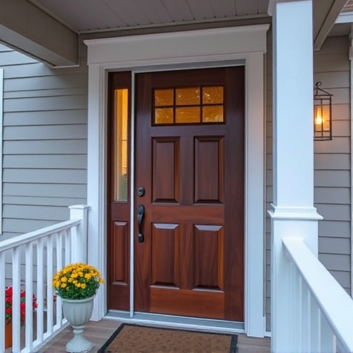 smart video doorbell on suburban porch