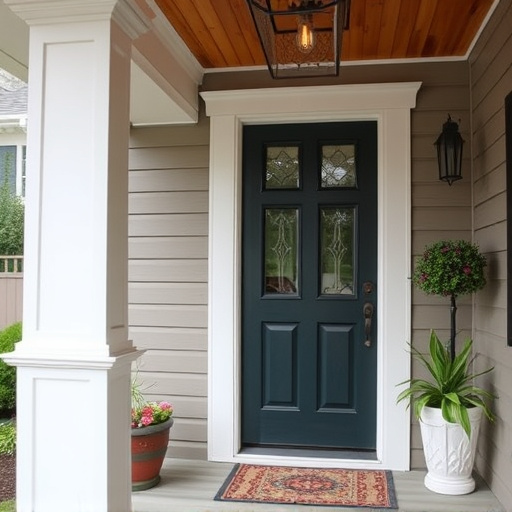 smart video doorbell on suburban porch