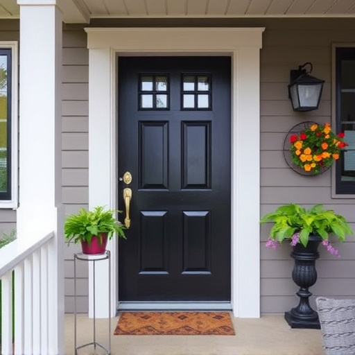 smart video doorbell on suburban porch