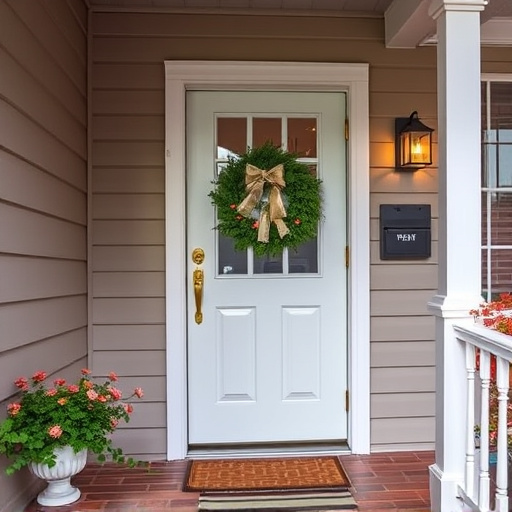 smart video doorbell on suburban porch