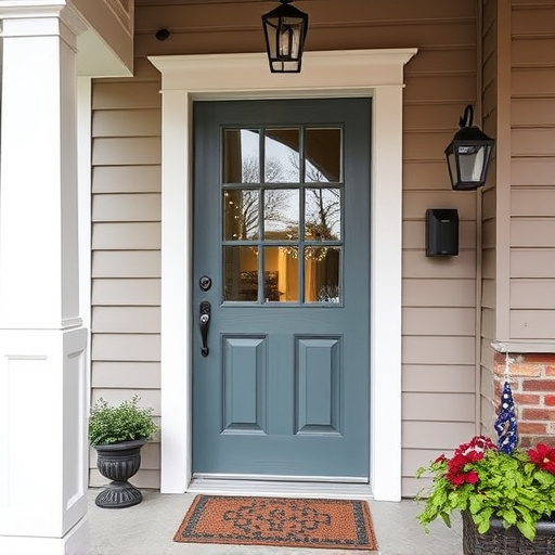 smart video doorbell on suburban porch