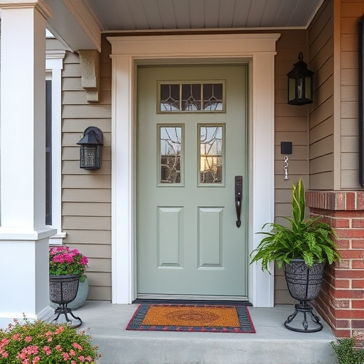 smart video doorbell on suburban porch
