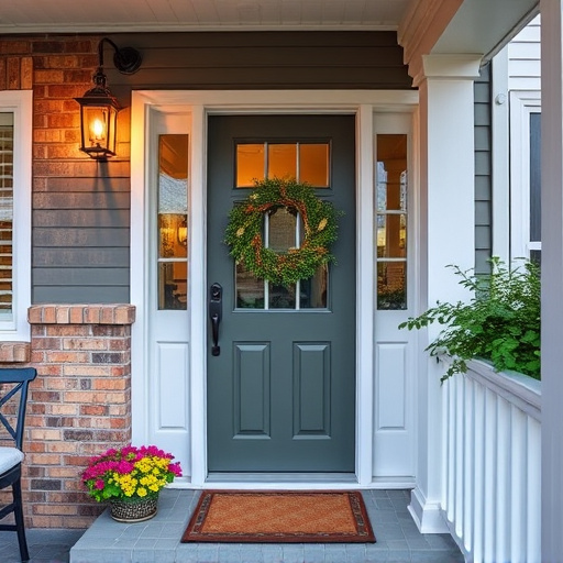 smart video doorbell on suburban porch