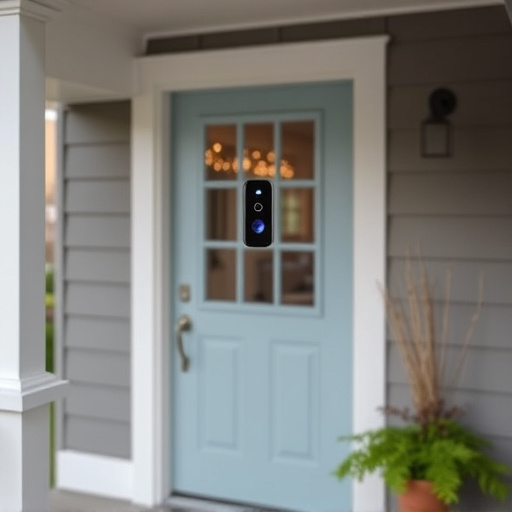 smart video doorbell on suburban porch