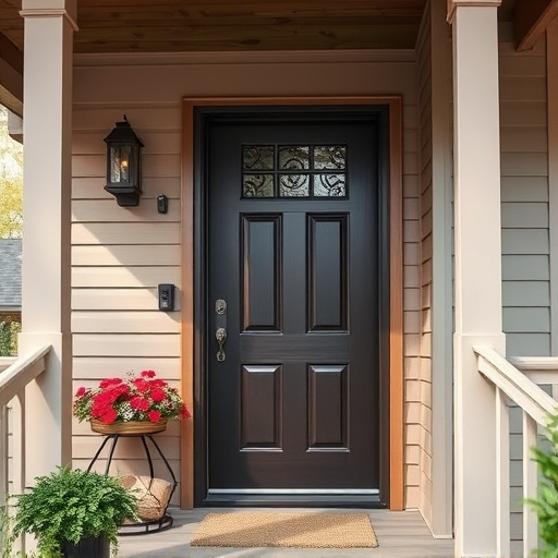 smart video doorbell on suburban porch