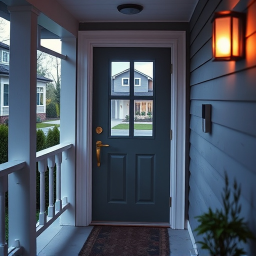 smart video doorbell on suburban porch,apartment entry secured with bolt lock,smart lock installed on modern front door,night vision security camera watching driveway,ai security camera scanning for movement,emergency alert system inside hallway