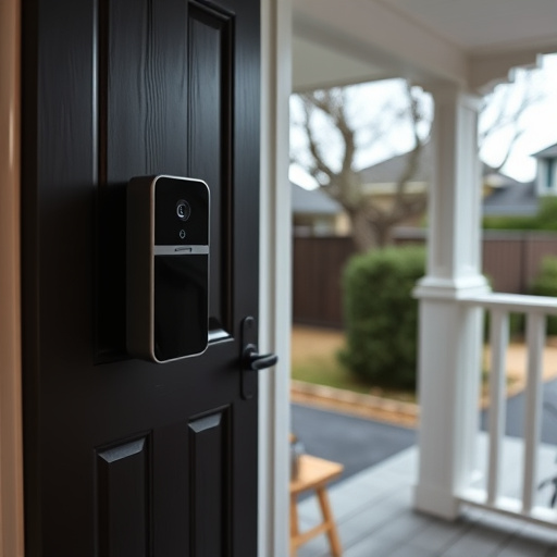 smart video doorbell on suburban porch,apartment entry secured with bolt lock,smart lock installed on modern front door,night vision security camera watching driveway,ai security camera scanning for movement,emergency alert system inside hallway