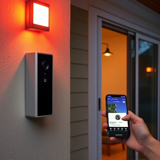 smart video doorbell on suburban porch,security keypad on modern apartment wall,flashing red home security alert light at night,glass break sensor on sliding door,sensor alert notification on homeowner’s phone