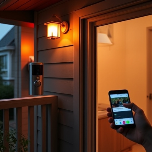 smart video doorbell on suburban porch,security keypad on modern apartment wall,flashing red home security alert light at night,glass break sensor on sliding door,sensor alert notification on homeowner’s phone