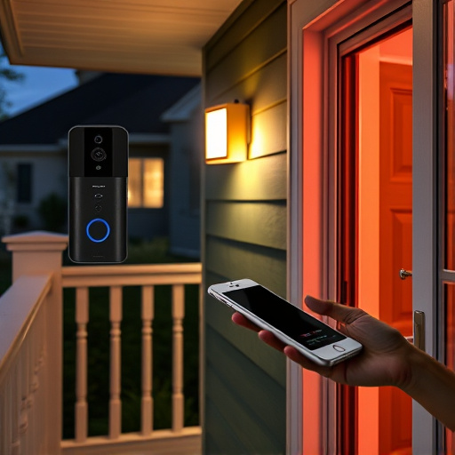 smart video doorbell on suburban porch,security keypad on modern apartment wall,flashing red home security alert light at night,glass break sensor on sliding door,sensor alert notification on homeowner’s phone