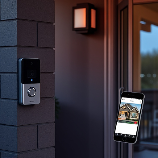 smart video doorbell on suburban porch,security keypad on modern apartment wall,flashing red home security alert light at night,glass break sensor on sliding door,sensor alert notification on homeowner’s phone