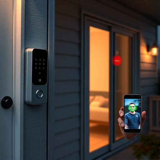 smart video doorbell on suburban porch,security keypad on modern apartment wall,flashing red home security alert light at night,glass break sensor on sliding door,sensor alert notification on homeowner’s phone