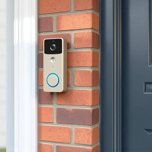 wireless doorbell with camera on brick home