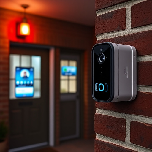 wireless doorbell with camera on brick home,home monitoring control room with multiple screens,doorbell camera recording visitor at night,sensor alert notification on homeowner’s phone,flashing red home security alert light at night