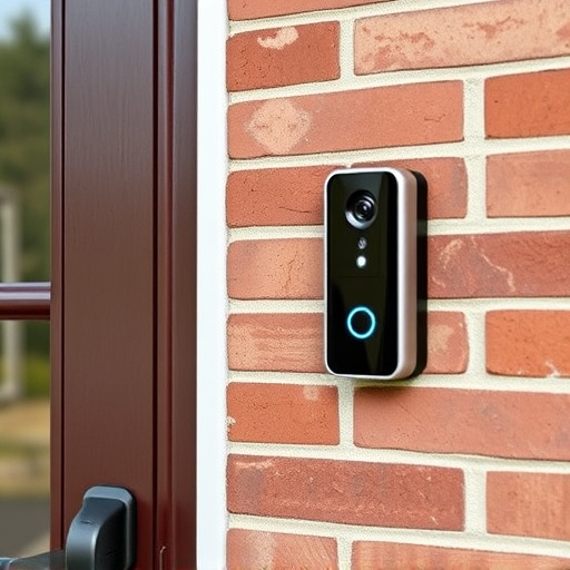 wireless doorbell with camera on brick home