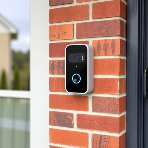 wireless doorbell with camera on brick home