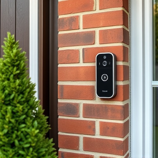 wireless doorbell with camera on brick home