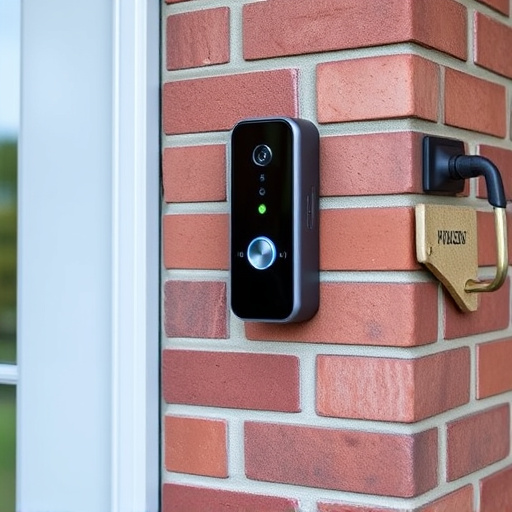 wireless doorbell with camera on brick home